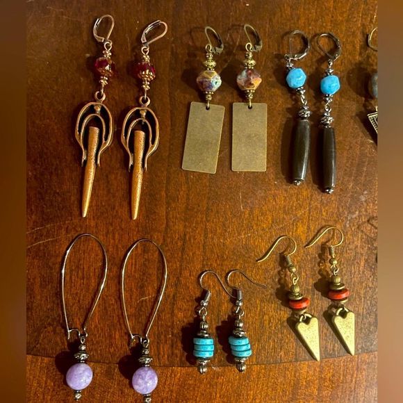 Earring Lot 10 Pair Hand Crafted Artisan Earrings Bohemian Earrings NEW # 189 - Picture 3 of 6